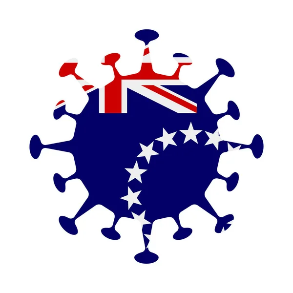 以病毒形状出现的库克群岛国旗国家标志向量图解 — 图库矢量图片