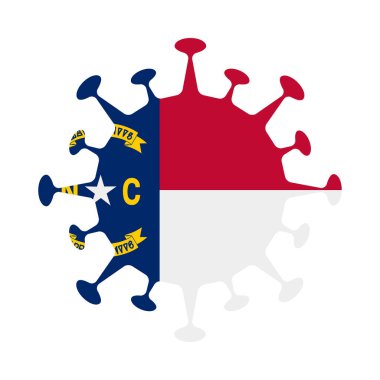 Flag of North Carolina in virus shape Us state sign Vector illustration clipart