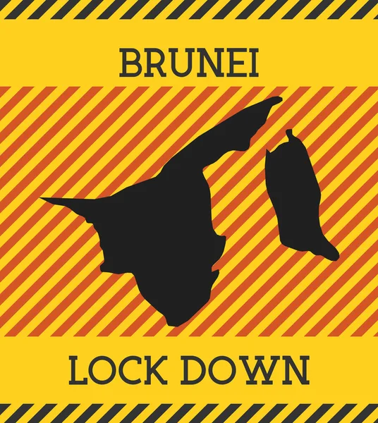 Brunei Lock Down Sign Gul land pandemisk fara ikon vektor illustration — Stock vektor