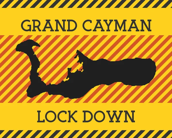 Grand Cayman Lock Down Sign Icona di pericolo pandemico isola gialla Illustrazione vettoriale — Vettoriale Stock