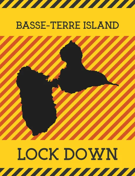 BasseTerre Island Lock Down Sign Sárga sziget világjárvány veszély ikon Vektor illusztráció — Stock Vector