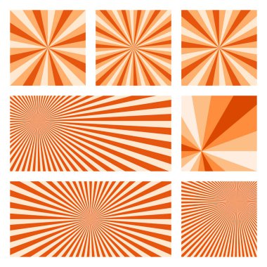Sanatsal güneş patlaması arkaplan koleksiyonu Radyal ışınlı soyut kapaklar çekici vektör