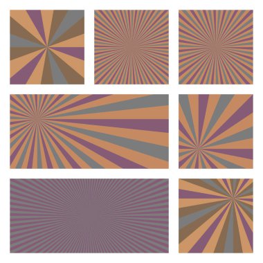 İnanılmaz güneş patlaması arkaplan koleksiyonu. Radyal ışınları olan soyut kapaklar. Şaşırtıcı bir vektör.