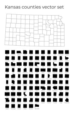 Kansas haritasında Amerika Birleşik Devletleri sınırları olan ABD eyaletinin boş vektör haritası var.