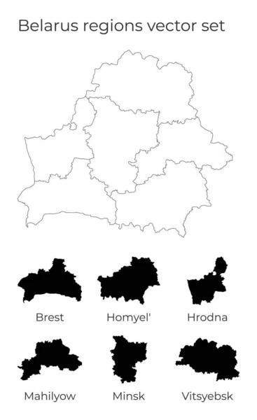 Bielorrusia mapa con formas de regiones Mapa vectorial en blanco del país con regiones Fronteras de la — Vector de stock