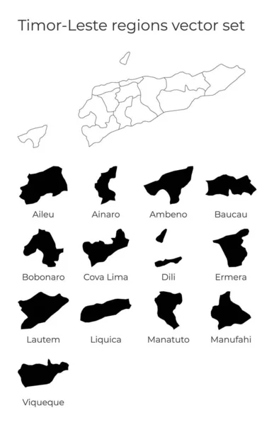 TimorLeste mapa con formas de regiones Mapa vectorial en blanco del país con regiones Fronteras de la — Vector de stock