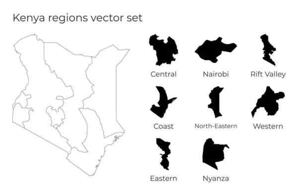 Keňská mapa s tvary regionů Prázdná vektorová mapa země s regiony Hranice — Stockový vektor