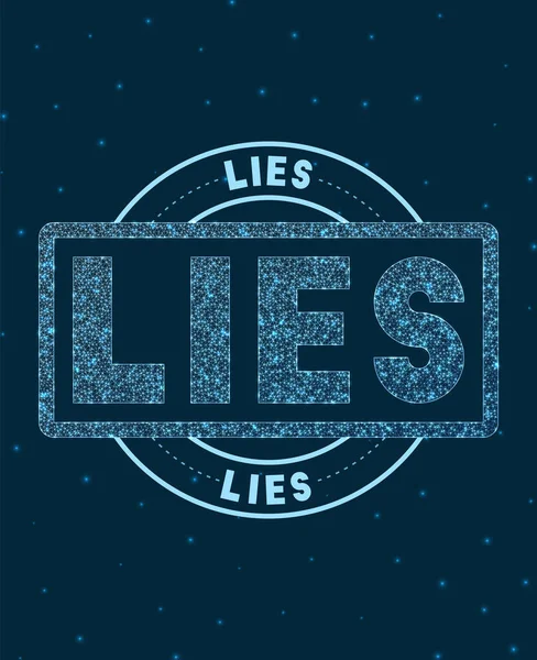 Lies Glowing round badge Network style geometric lies stamp in space Vector illustration — Stockový vektor