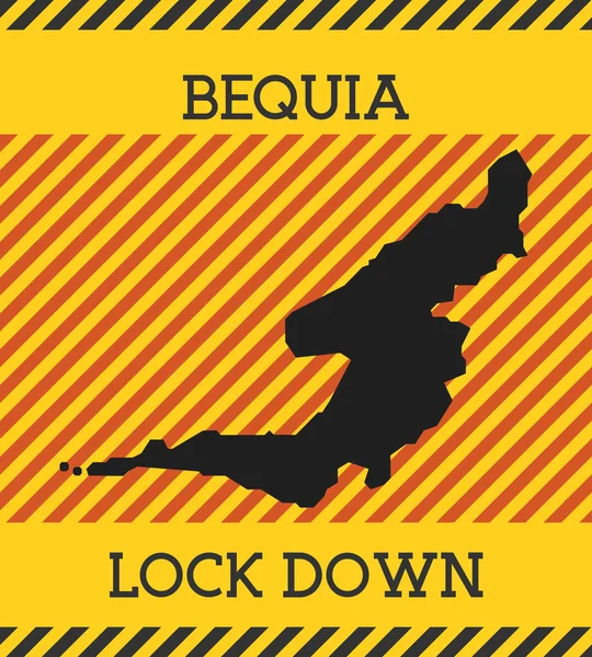 Bequia Lock Down Sign Gele eiland pandemie gevaar pictogram Vector illustratie — Stockvector