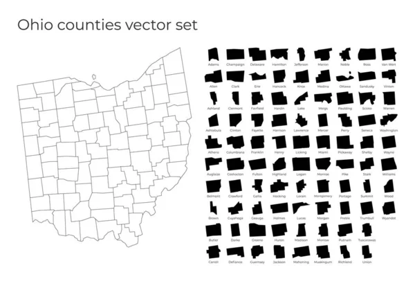 Карта Огайо з формами областей Чиста векторна мапа нас Штат з округами Пограниці нас — стоковий вектор