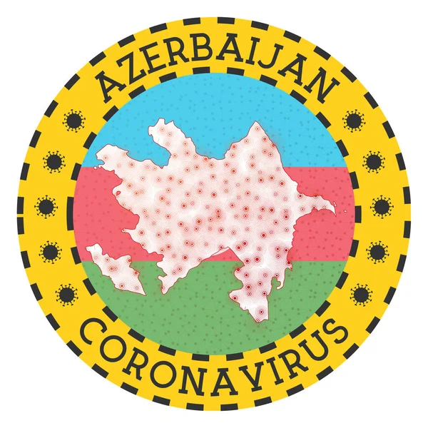 Coronavirus στο Αζερμπαϊτζάν υπογράψει στρογγυλό σήμα με το σχήμα του Αζερμπαϊτζάν κίτρινο χώρα κλείδωμα — Διανυσματικό Αρχείο