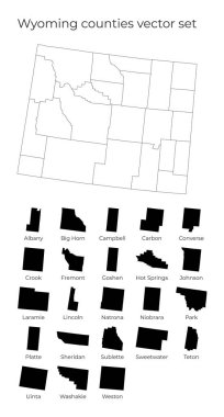 US State 'in boş vektör haritası ve kontluk sınırları ile Wyoming haritası