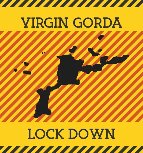 Virgin Gorda Lock Down Sign Yellow island pandemic danger icon Vector illustration — Stock Vector
