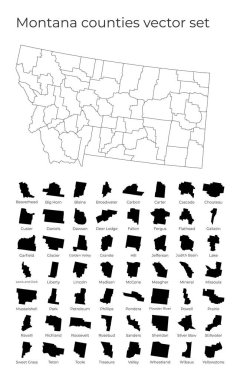 Montana haritasında ABD Eyaleti 'nin boş vektör haritası ve ilçe sınırları yer almaktadır.