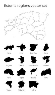 Estonya haritasında, bölgeleri boş vektör haritası ve bölge sınırları yer almaktadır.