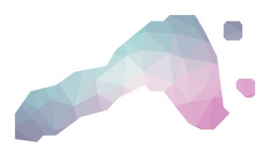 Zümrüt ametist renkleriyle adanın Ko Lipe Geometrik çiziminin çokgen haritası