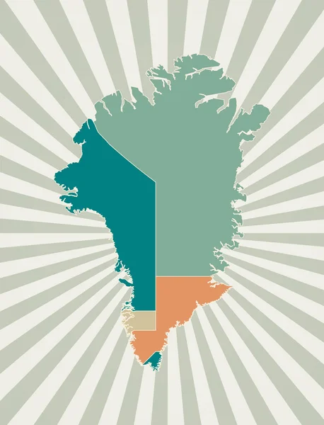 Carte du Groenland Affiche avec carte du pays en palette de couleurs rétro Forme du Groenland avec — Image vectorielle