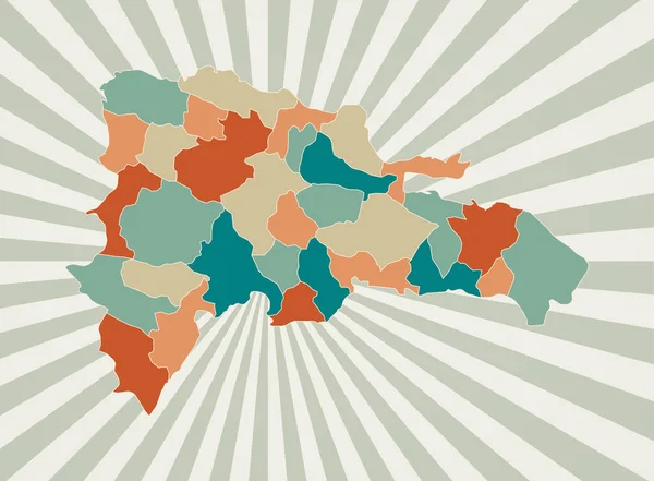 Mapa Dominicany Plakát s mapou země v retro barevné paletě Tvar Dominicany s — Stockový vektor