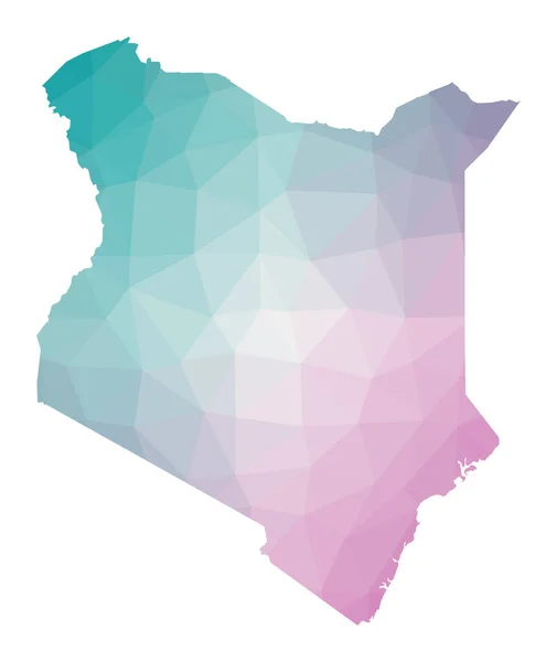 Mapa wieloboczna Kenii Geometryczna ilustracja kraju w szmaragdowych kolorach ametystów Mapa Kenii — Wektor stockowy