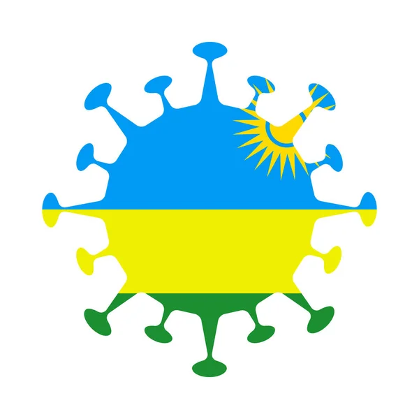 Rwanda bayrağı virüs şeklinde Ülke imzalı Vektör illüstrasyonu — Stok Vektör