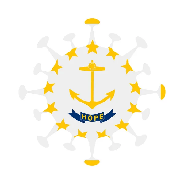 Drapeau de Rhode Island en forme de virus US state sign Illustration vectorielle — Image vectorielle