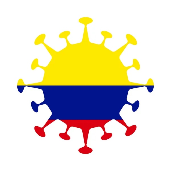 Bandera de Colombia en forma de virus Signo de país Vector illustration — Vector de stock