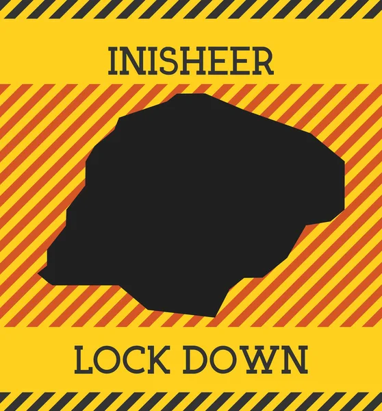 Inisheer Lock Down Sign Icona di pericolo pandemico dell'isola gialla Illustrazione vettoriale — Vettoriale Stock
