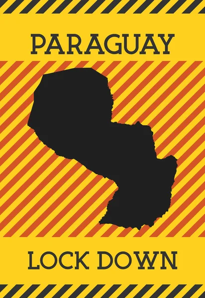 Paraguay Lock Down Sign País amarillo pandemia peligro icono Vector ilustración — Archivo Imágenes Vectoriales