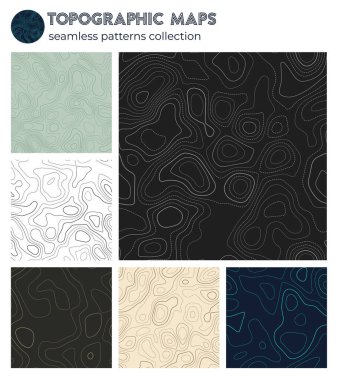 Topographic maps Awesome isoline patterns seamless design Attractive tileable background Vector clipart