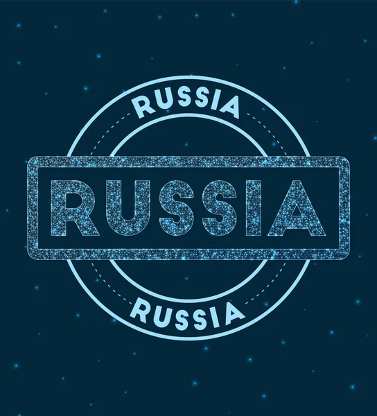 Rusland Gloeiende ronde badge Netwerk stijl geometrische Rusland stempel in de ruimte Vector illustratie — Stockvector