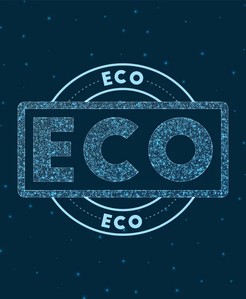 ECO Badge rond brillant Style réseau géométrique ECO timbre dans l'espace Illustration vectorielle — Image vectorielle