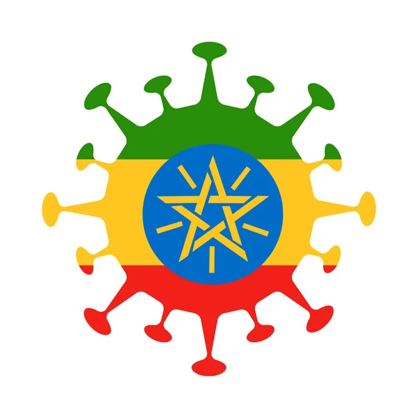 Etiopská vlajka ve tvaru viru Značka země Vektorová ilustrace — Stockový vektor