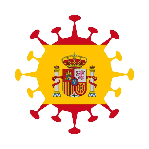Flag of Spain in virus shape Country sign Vector illustration — Stock Vector