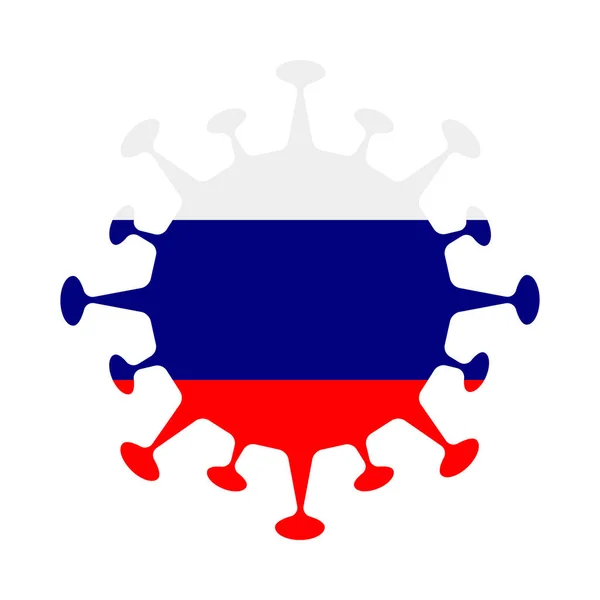 ウイルスの形でロシアの旗国の看板ベクトルイラスト — ストックベクタ