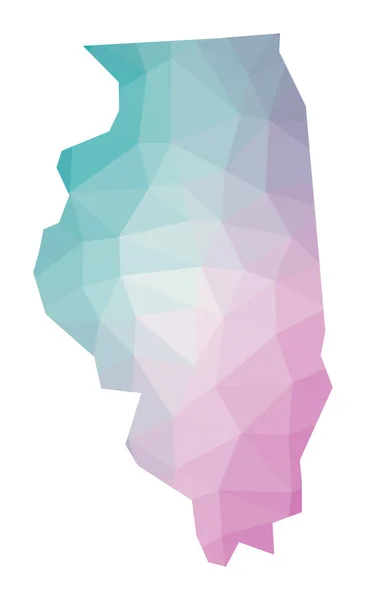 Mapa poligonal de Illinois Ilustración geométrica del estado de los Estados Unidos en colores amatista esmeralda — Vector de stock