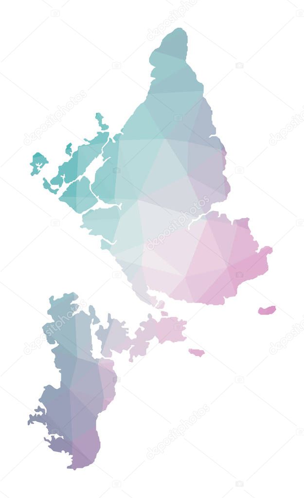 Polygonal map of Siargao Geometric illustration of the island in emerald amethyst colors Siargao