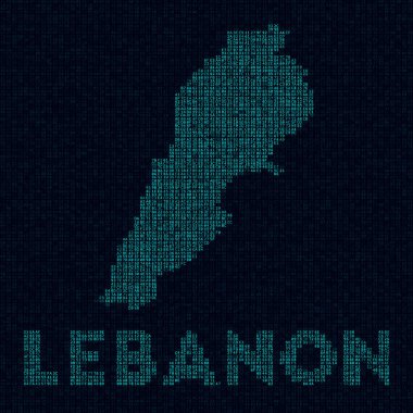 Lübnan teknoloji haritası Ülke sembolü Lübnan 'ın dijital stil siber haritası ve ülke adı Güzel