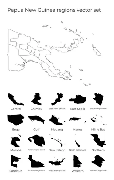 Papúa Nueva Guinea mapa con formas de regiones Mapa vectorial en blanco del país con regiones Fronteras — Vector de stock