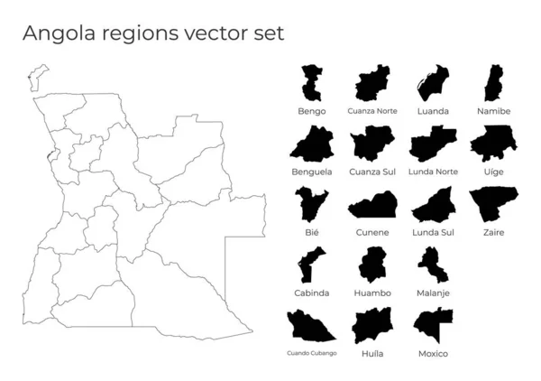 Angola mapa con formas de regiones Mapa vectorial en blanco del país con regiones Fronteras de la — Vector de stock