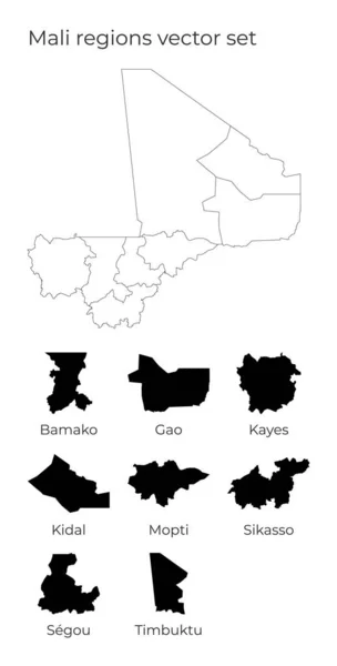 Mali mapa s tvary regionů Prázdná vektorová mapa země s regiony Hranice — Stockový vektor