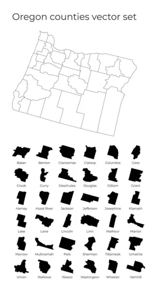 Карта штату Орегон з формою областей Чиста векторна мапа нас Штат з округами Пограниці нас — стоковий вектор