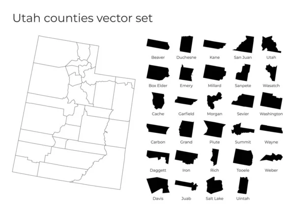 Карта Юти з формами областей Чиста векторна мапа нас Штат з округами Пограниці нас — стоковий вектор
