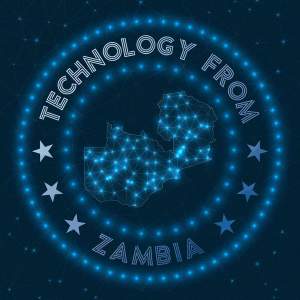 Tecnología De Zambia Insignia geométrica futurista del país Concepto tecnológico Ronda — Archivo Imágenes Vectoriales