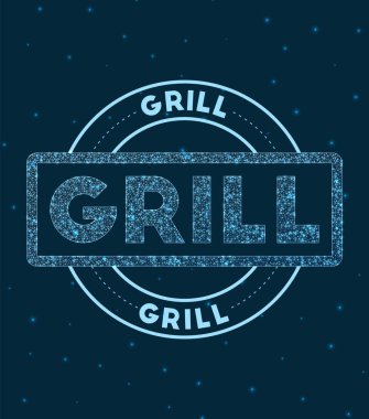 Izgara Parlayan yuvarlak rozet Uzay Vektörü illüstrasyonunda Ağ stili geometrik ızgara damgası