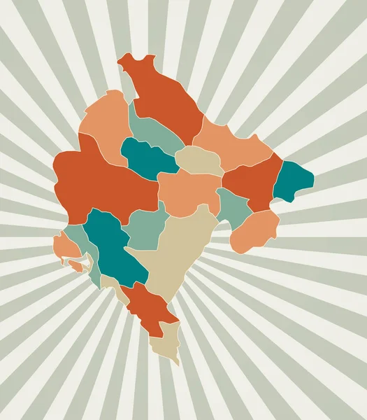 Montenegro kartta Juliste kartalla maan retro väripaletti Shape of Montenegro — vektorikuva