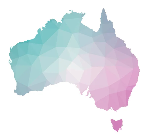 Полігональна мапа Австралії Геометрична ілюстрація країни смарагдовим кольором аметистів — стоковий вектор