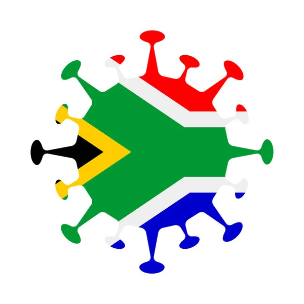 ウイルスの形で南アフリカの旗国の看板ベクトルイラスト — ストックベクタ