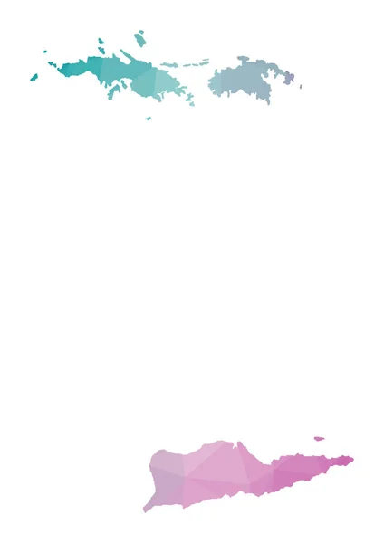 Mapa poligonal das Ilhas Virgens Ilustração geométrica da ilha em cores ametistas esmeralda —  Vetores de Stock