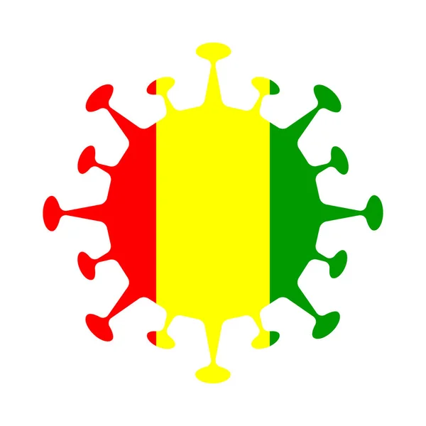 Flag of Guinea in virus shape Country sign Vector illustration — Stock Vector