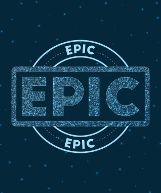 Uzay Vektörü illüstrasyonunda destansı Parlak Rozet Ağ stili geometrik damga